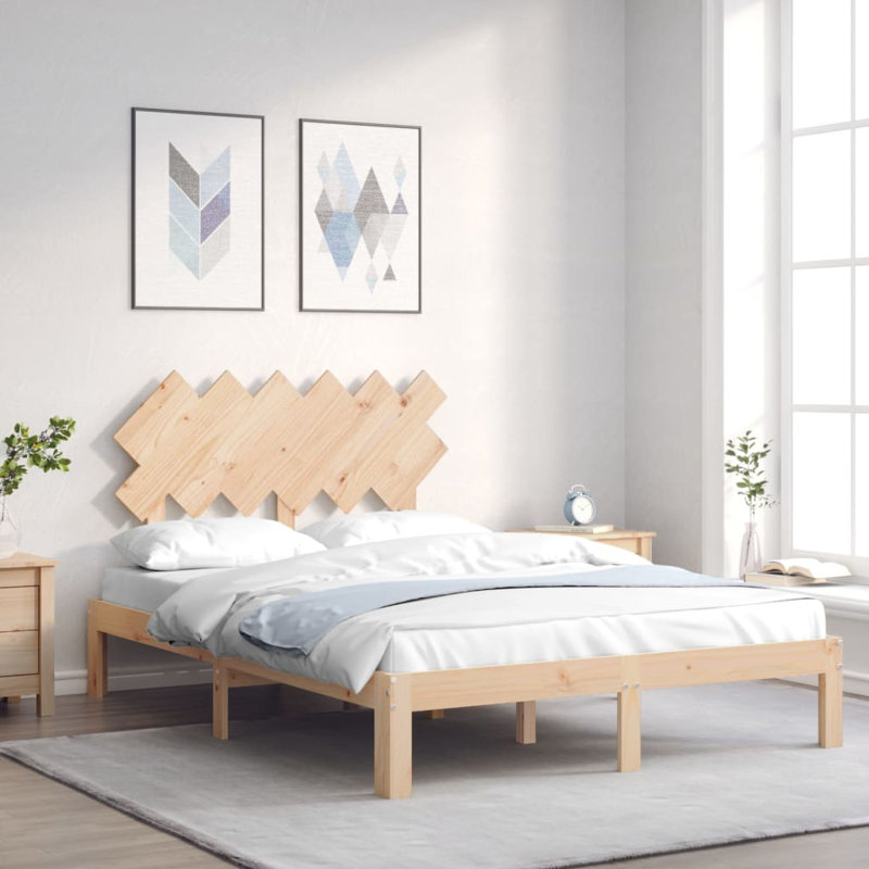 Bed Frame with Headboard, Small Double (4'), Natural