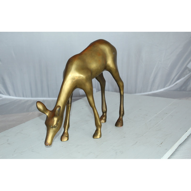 Statue bronze cerf bicolore Maranta - Taille: L 13 po x l 4 po x H 11 po.