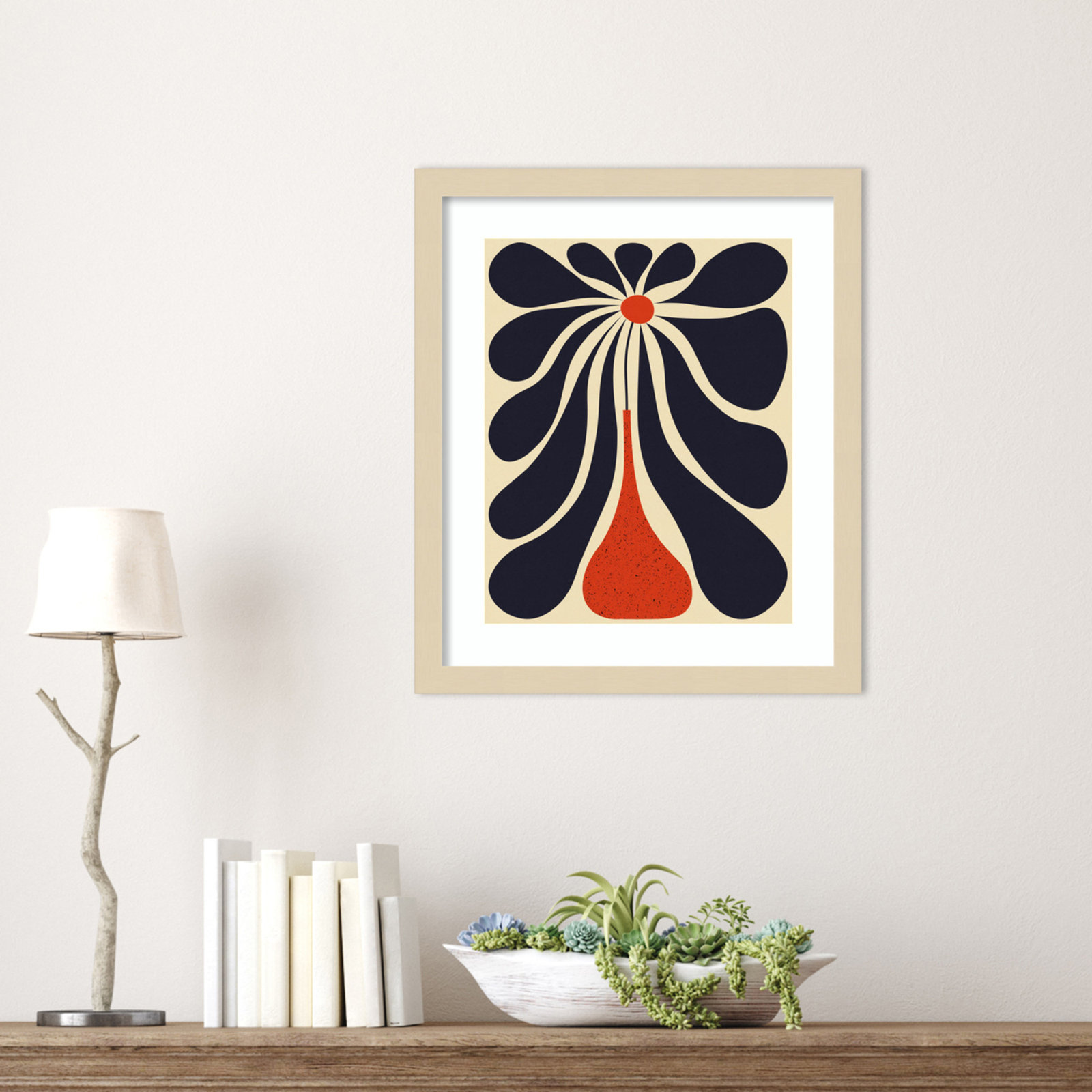 Lazy Flower Print by Alisa Galitsyna, Brown Framed, 17" H x 15" W