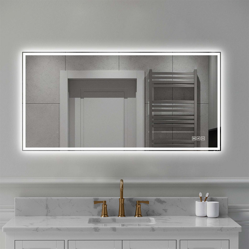 Miroir de salle de bain mural 48 po x 24 po à DEL avec antibuée, éclairage à intensité variable 3 couleurs et verre sans cuivre