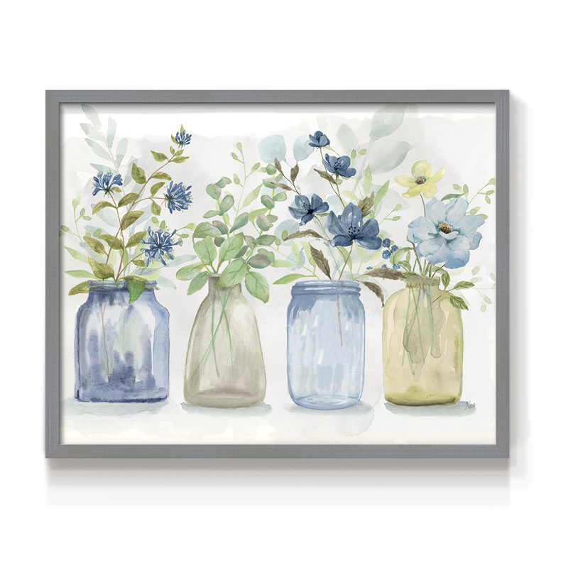 Blue Pickings - Reproduction encadrée - Restickable, H 8 po x l 10 po, Gris