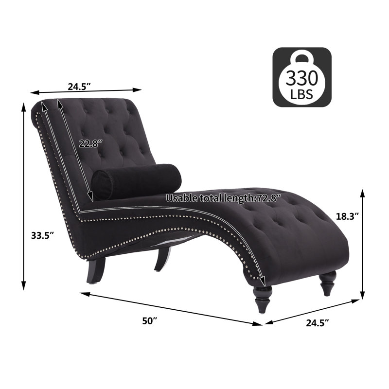 Chaise longue sans accoudoirs Ameerat, Velours noir