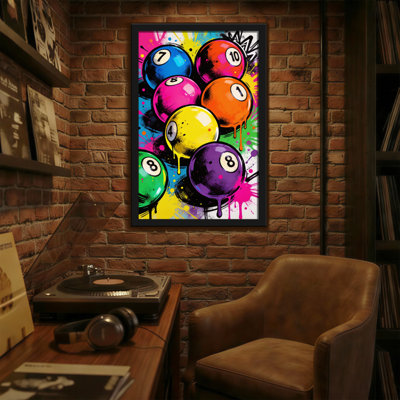 Fashion Colorful Billiard Balls With Paint Splatter Effect