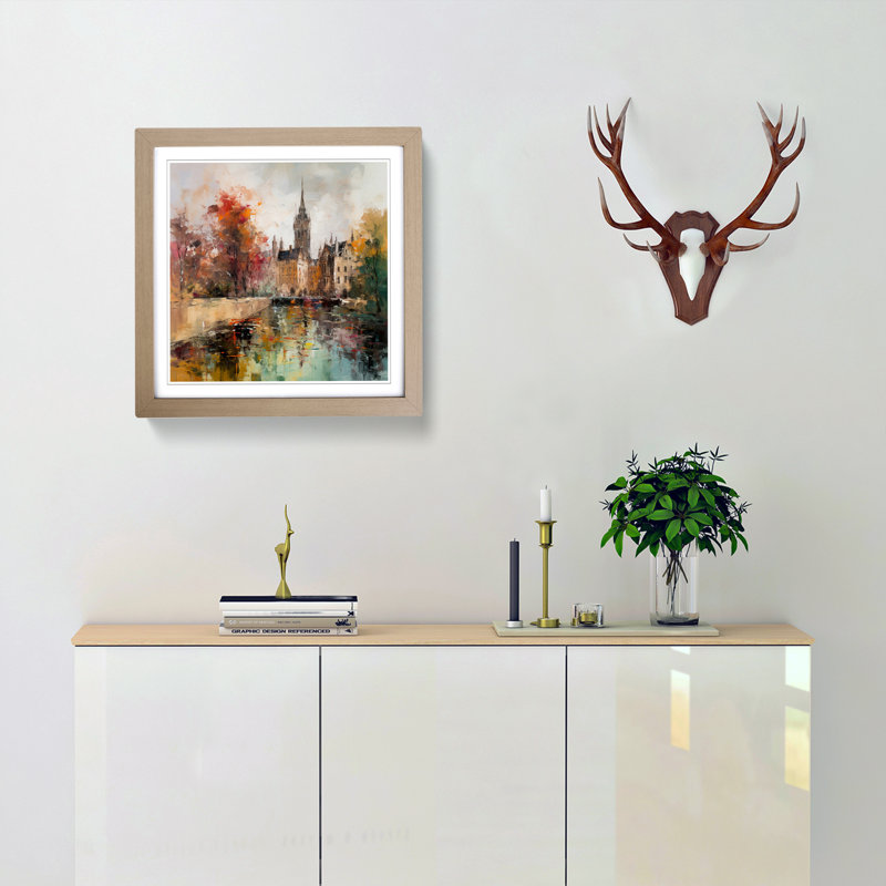 City Of Cambridge Abstract Expressionism No.1 - Framed Print, Oak