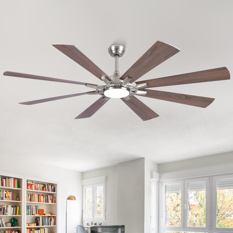 Ventilateur de plafond 72 po à DEL à intensité variable avec 3 lumières à DEL CCT, moteur à courant continu réversible à 6 vitesses, minuterie, télécommande et contrôle de l'application
