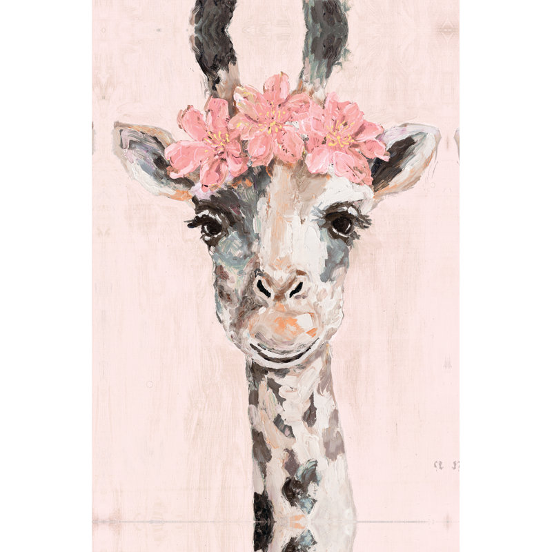 Gertrude Flower Crown Giraffe - Wrapped Canvas Painting, 30cm H x 20cm W x 3.8cm D