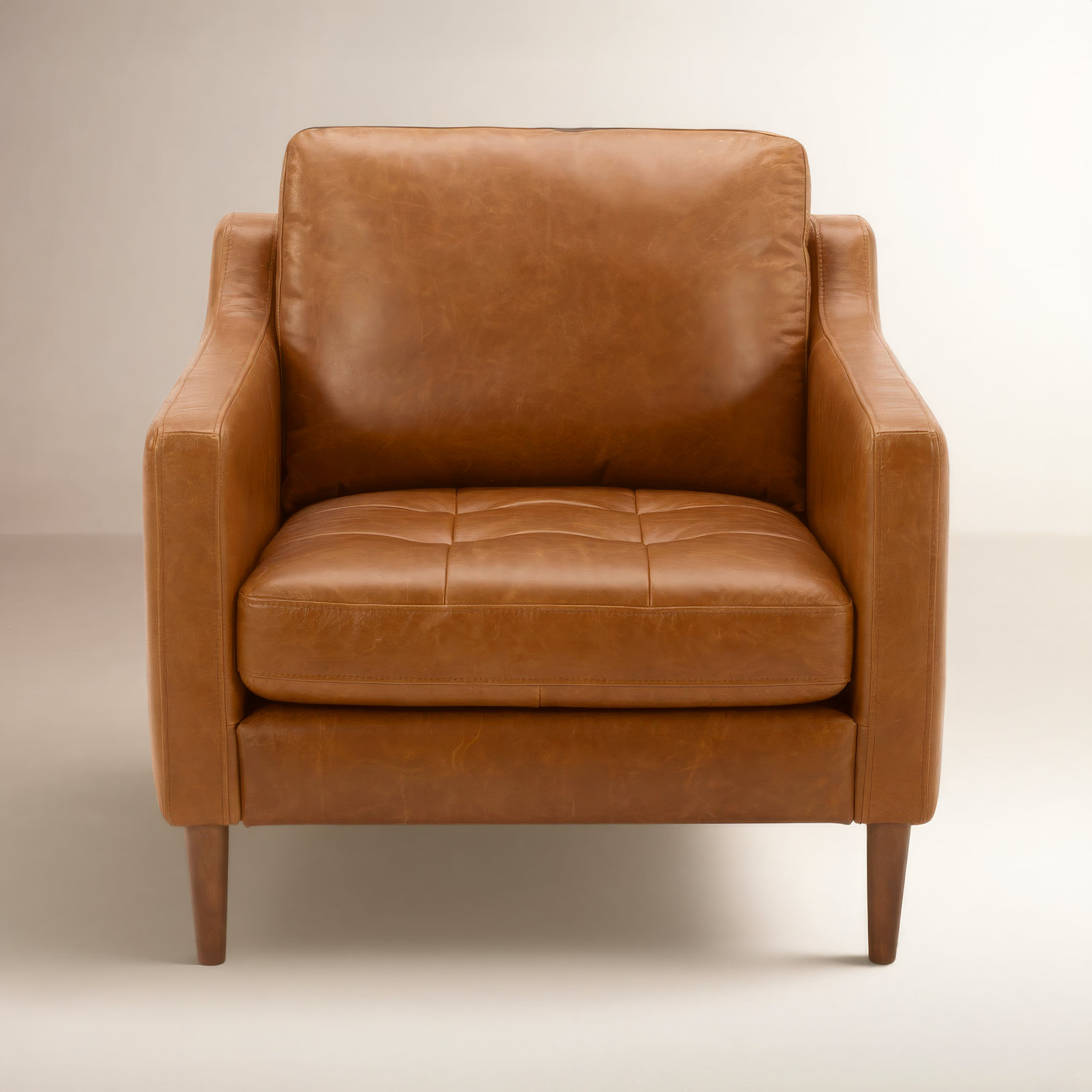 Daylen Pine Genuine Leather Armchair