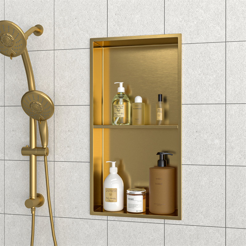 Double tablette 13 "X 25" en acier inoxydable pour niche de douche, or, Doré