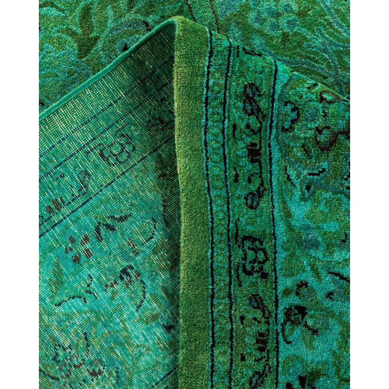 Tapis vert noué à la main de conception unique Chimel