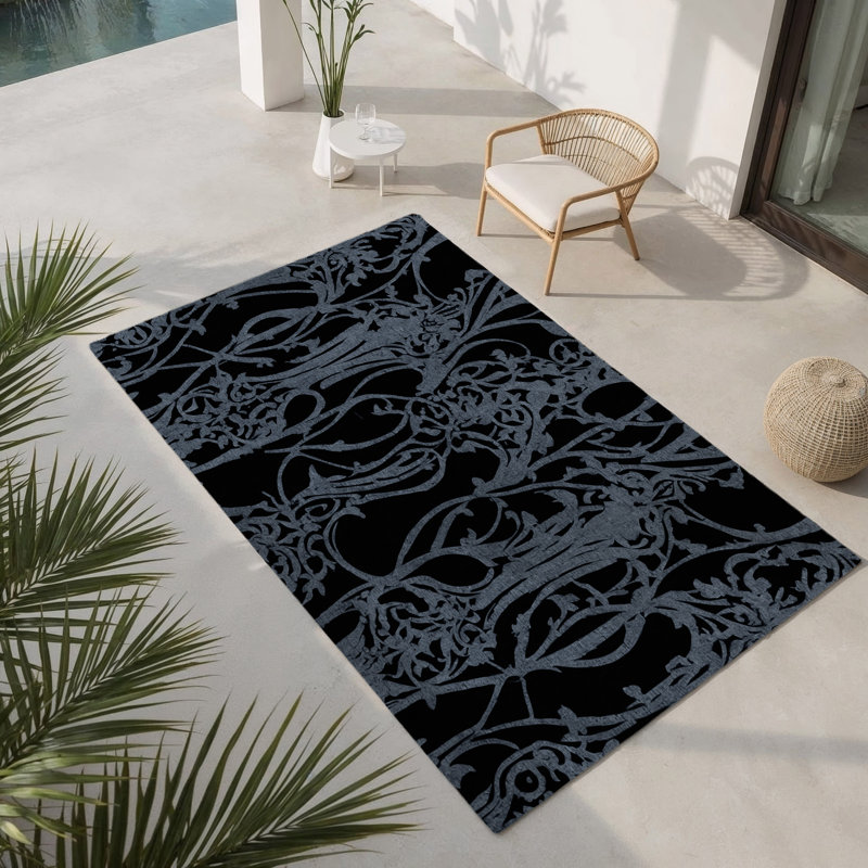 Tapis intérieur / extérieur Silver Enigma, Rectangle 8' x 10'