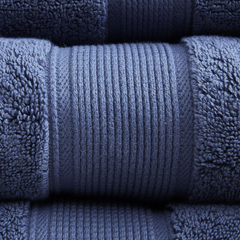 100% Cotton 8 Piece Antimicrobial Towel Set, Dark Blue