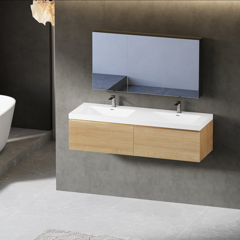 Meuble-lavabo flottant avec lavabo, 59"