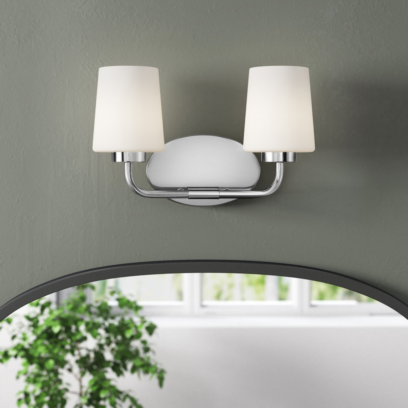 Chrome 2-Light Vanity with Etched Opal Glass Shades