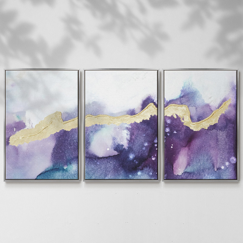 Ice Crystals IV, reproduction encadrée sur toile 3 pièces, H 24 po x l 48 po x P 2 po, Argent