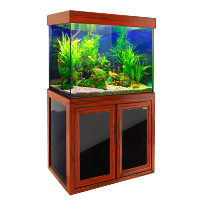  50 Gallon Tempered Glass Aquarium Redwood