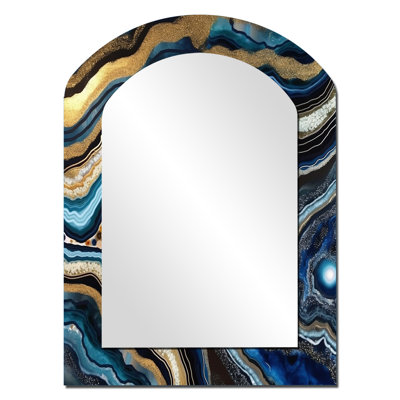 Or doré, gemmes de géode - miroir décoratif en forme de pierre unique, grand miroir mural traditionnel, art imprimé en métal