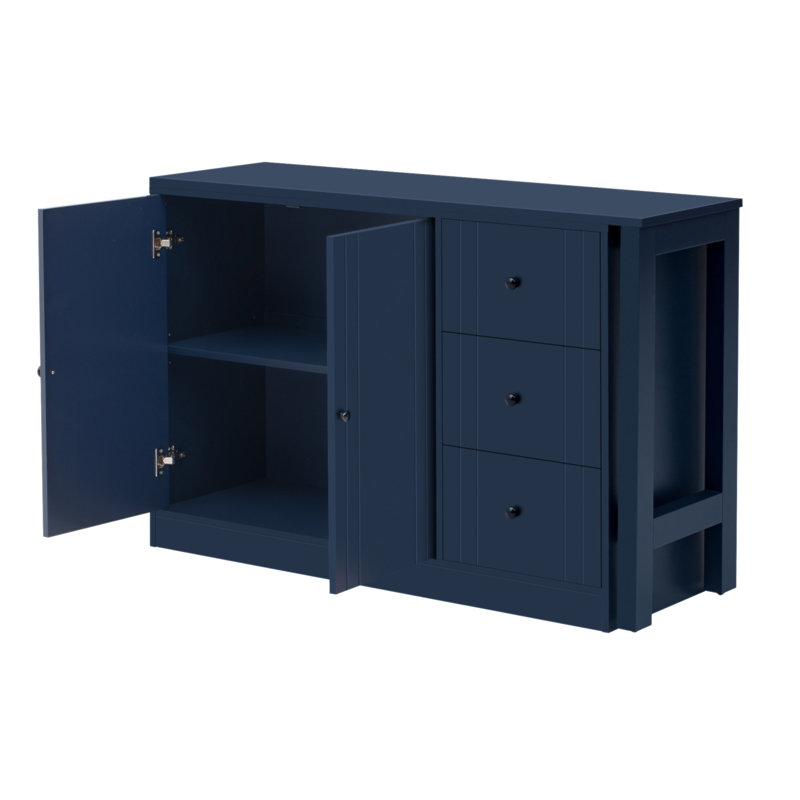  U_Style 89.7''Wooden Sideboard With Extendable Table,Multifunctional Storage Cabinet With 2 Doors And 3 Drawers,For Living Room,Study,Foyer And Kitchen