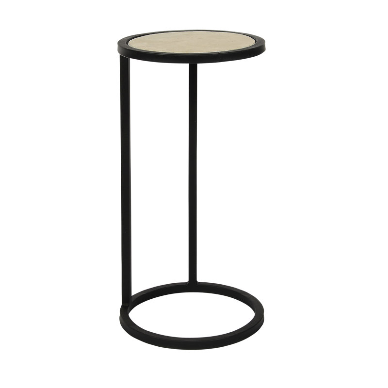 Vegas Stone Frame End Table, Flat Black, Carrera Marble
