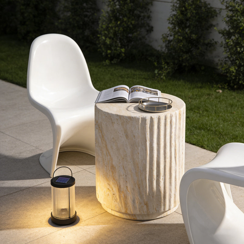 Table d'appoint légère d'extérieur Mgo, Beige, jaune