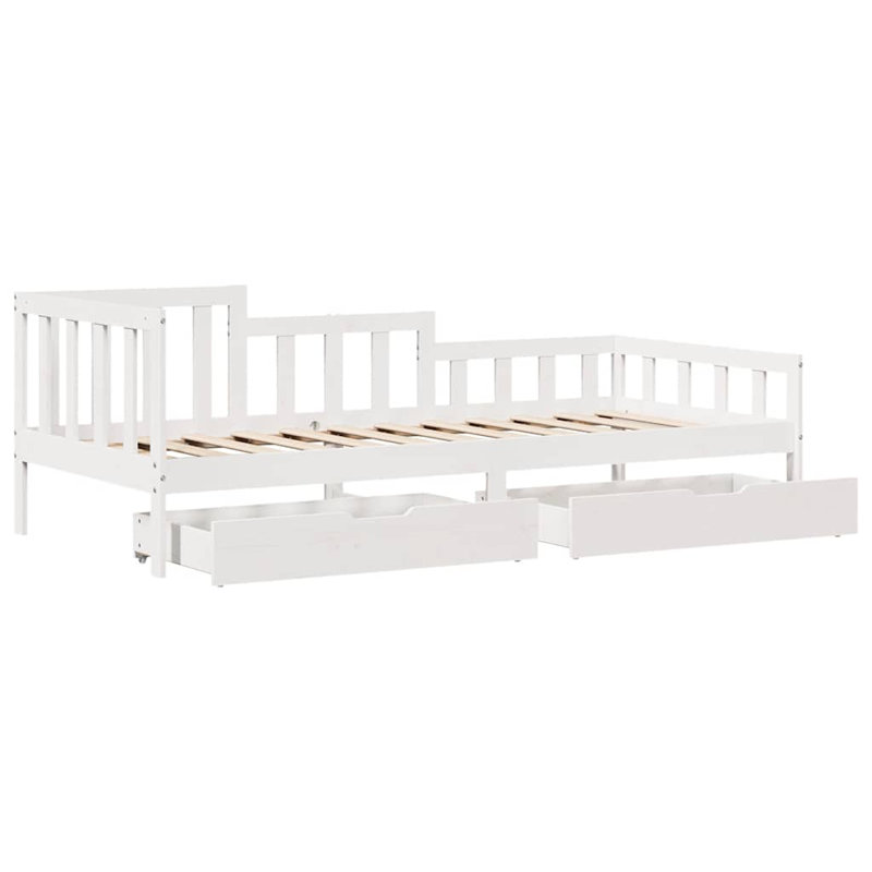 Solid Wood Daybed, European Single (90 x 200 cm), White