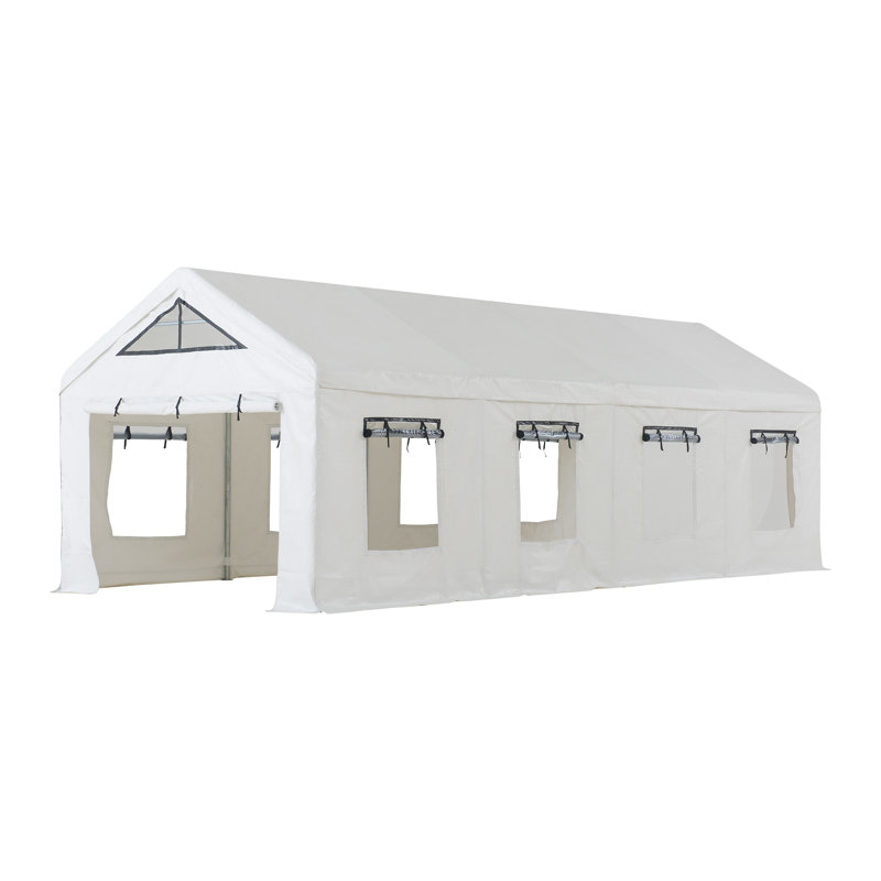 Sunjoy 30' x 12' White Outdoor Canopy Party Tent with Removable PE Windows