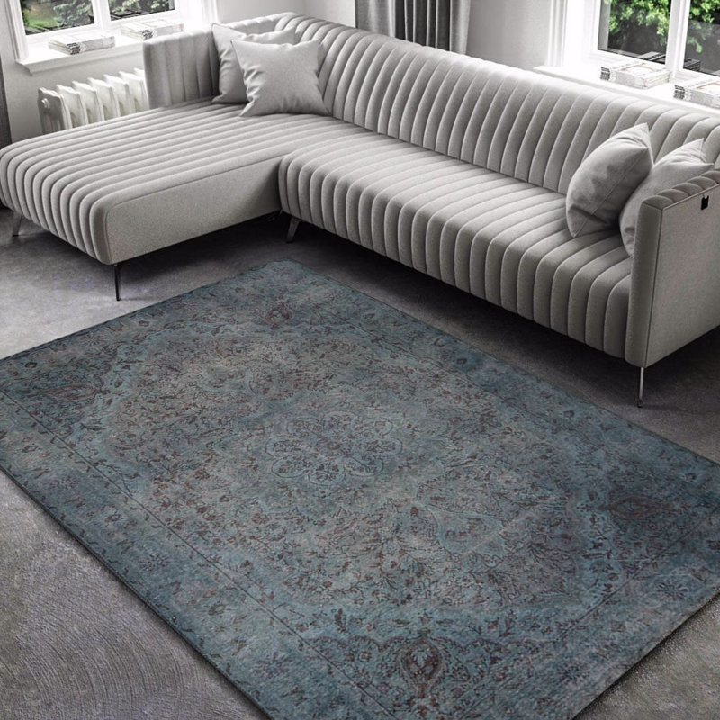 Tapis luxueux lavable à la machine, 4,9 x 7,5 pieds, 100% polyester, 1850 g / m², hauteur des poils: 0,2 pouce | Envers écologique en polyester recyclé | Parfait pour le salon et la chambre à coucher, conception douce et durable