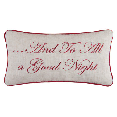 Evergreen Toile And To All A Good Night Embroidered Christmas Throw Pillow