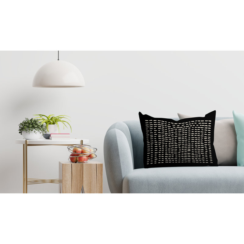 Housse et insert de coussin extérieur d'extérieur, Noir, 14 po x 20 po, Rectangle