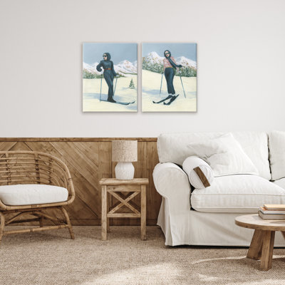 Ensemble de toile 2 pièces Winter Skiing Sœurs, design par Grace Popp