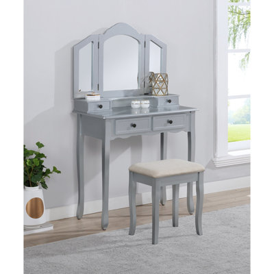 Ensemble coiffeuse et tabouret en bois Sanlo