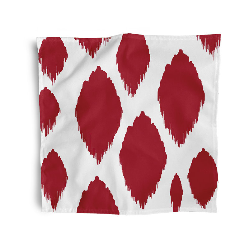 Kynaat Polyester Ikat Square Napkin, Red