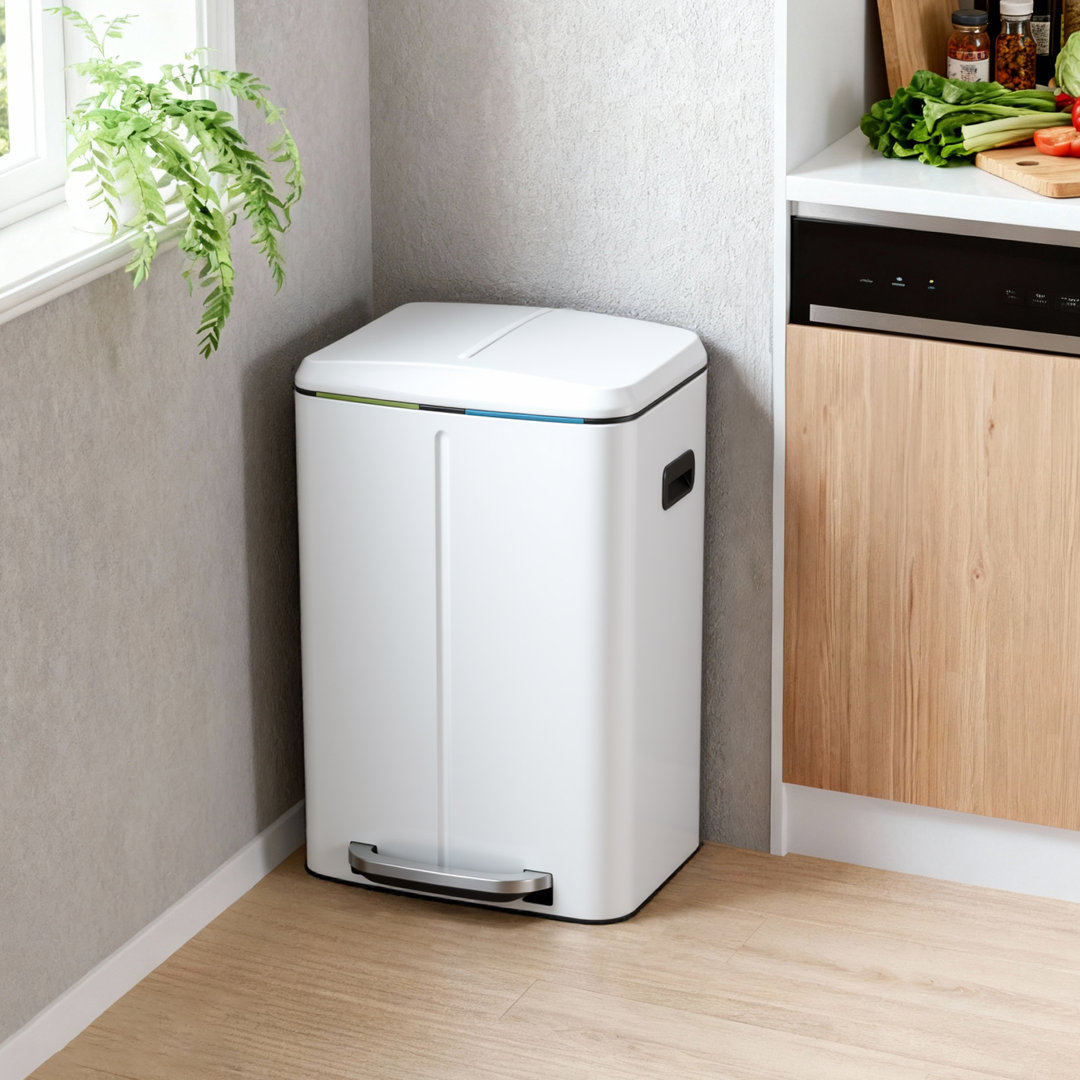 Steel Step On Multi-Compartment Rubbish & Recycling Bin - 40L