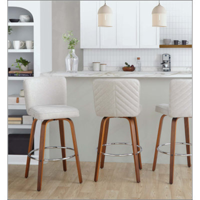 Tabouret de bar à hauteur fixe avec pivot en bois avec repose-pieds rond en métal - ensemble de 2