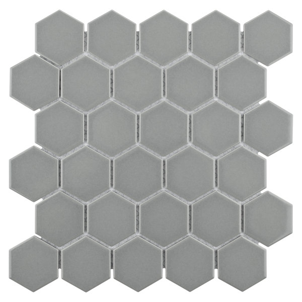 Metro 2" Hex Glossy 11-1/8 " x 12-5/8 " Porcelain Mosaic Floor and Wall Tile