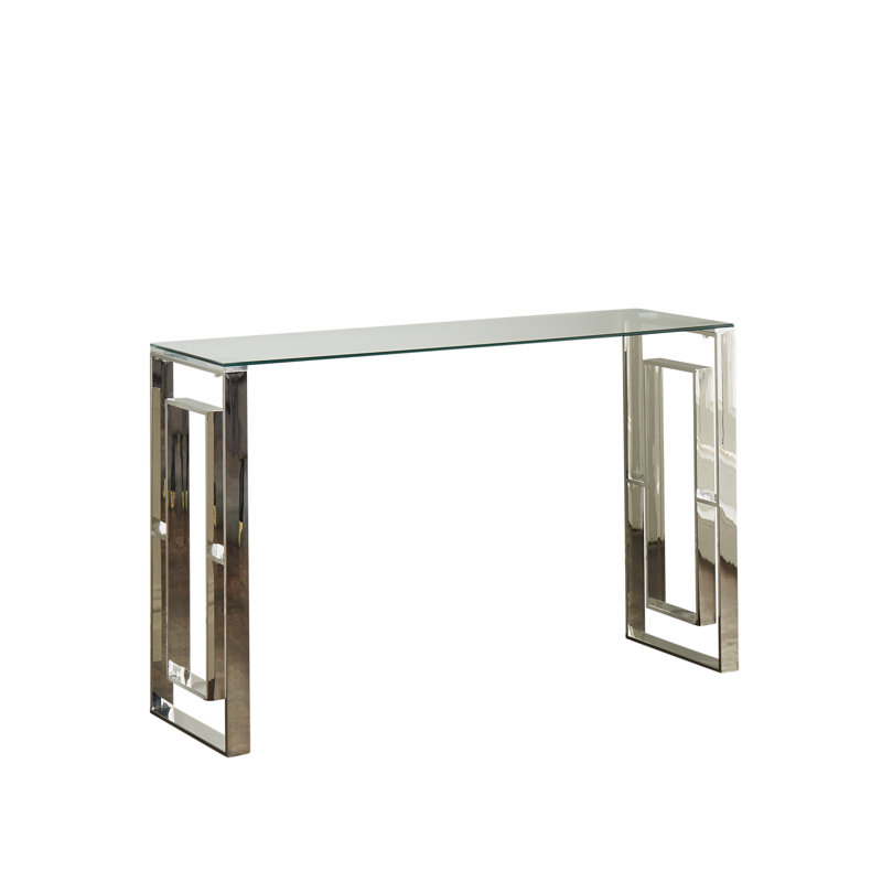 Albany 120cm Glass Top Console Table, Silver