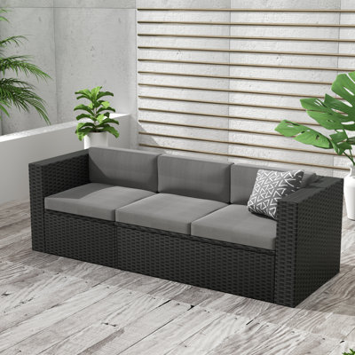 Aubreey High-Density Polyethylene (HDPE) Wicker Outdoor Patio Sofa