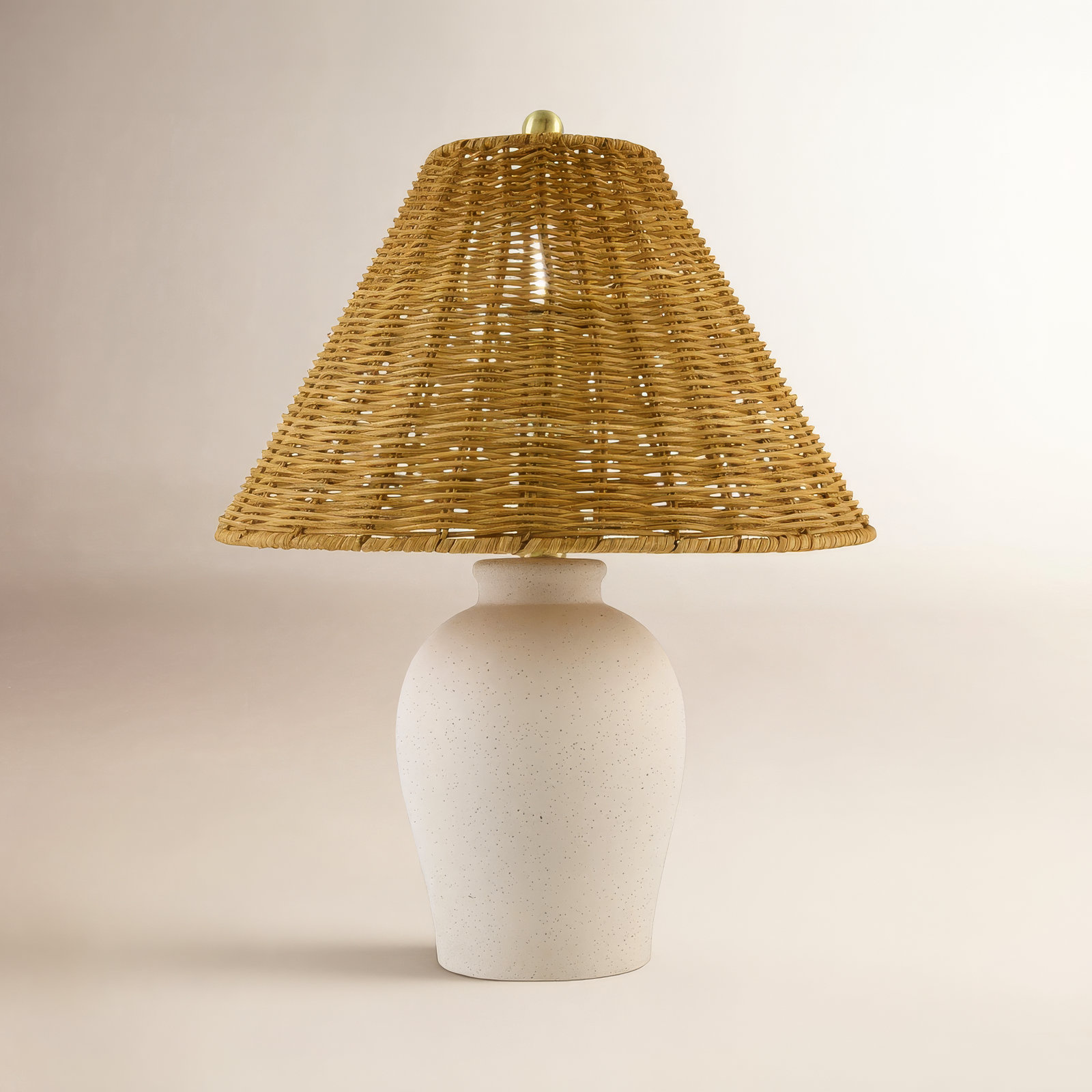 Chemise Ceramic Table Lamp, Shell, Wicker, Brown