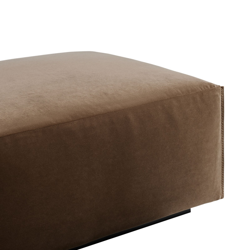Cleon Ottoman, Coffee Velvet Polyester Blend