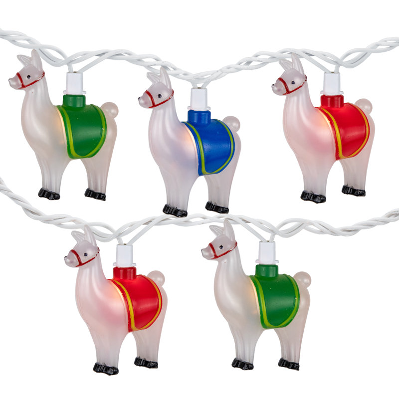 10-Count Clear Llama Patio Light Set 5.75Ft White Wire