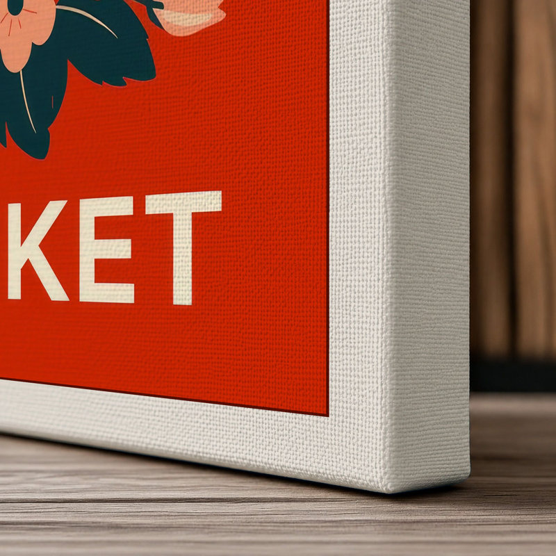 Flower Market Botanical - Wrapped Canvas, 24x16 - 61.0 x 40.6 cm, Cream Border