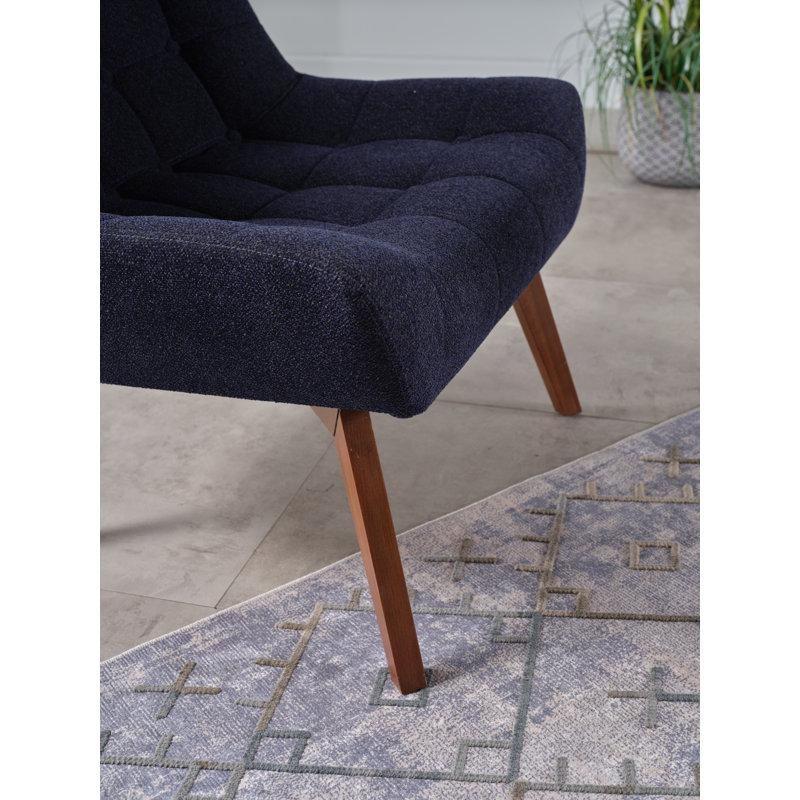 Revere 31.5'' Wide Tufted Side Chair, Blue Polyester Blend