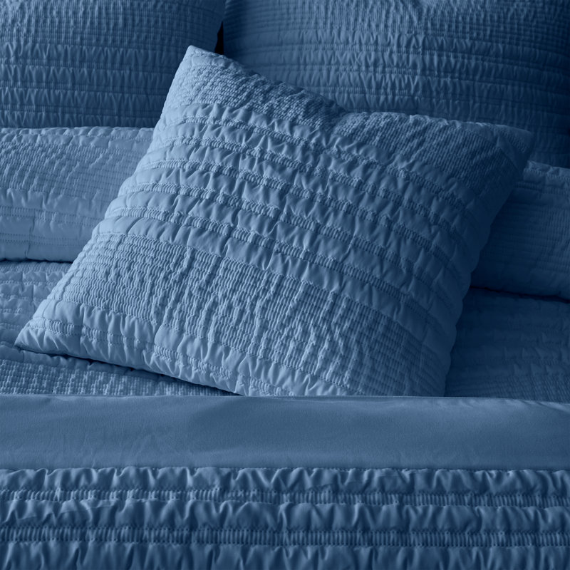 Lennon Stripe Seersucker Cushion, Blue