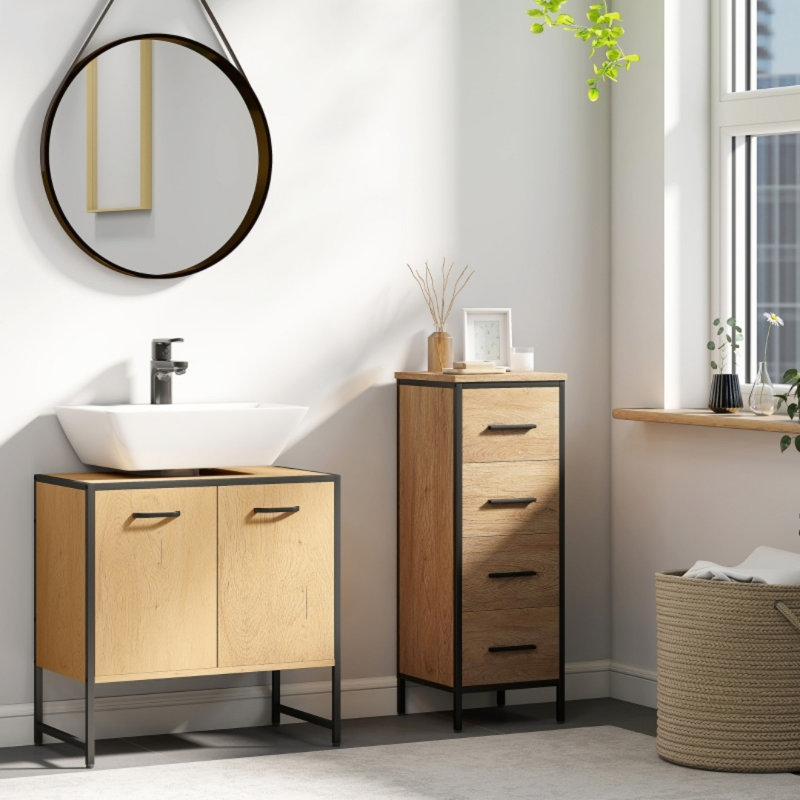 60cm Bathroom Vanity Base Only, Brown