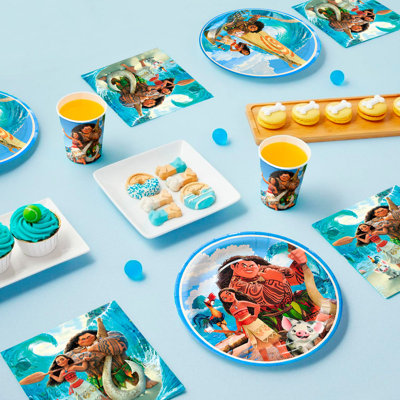 Moana Party Tableware Set,56 pcs Moana Birthday Party Decorations Tableware Packs