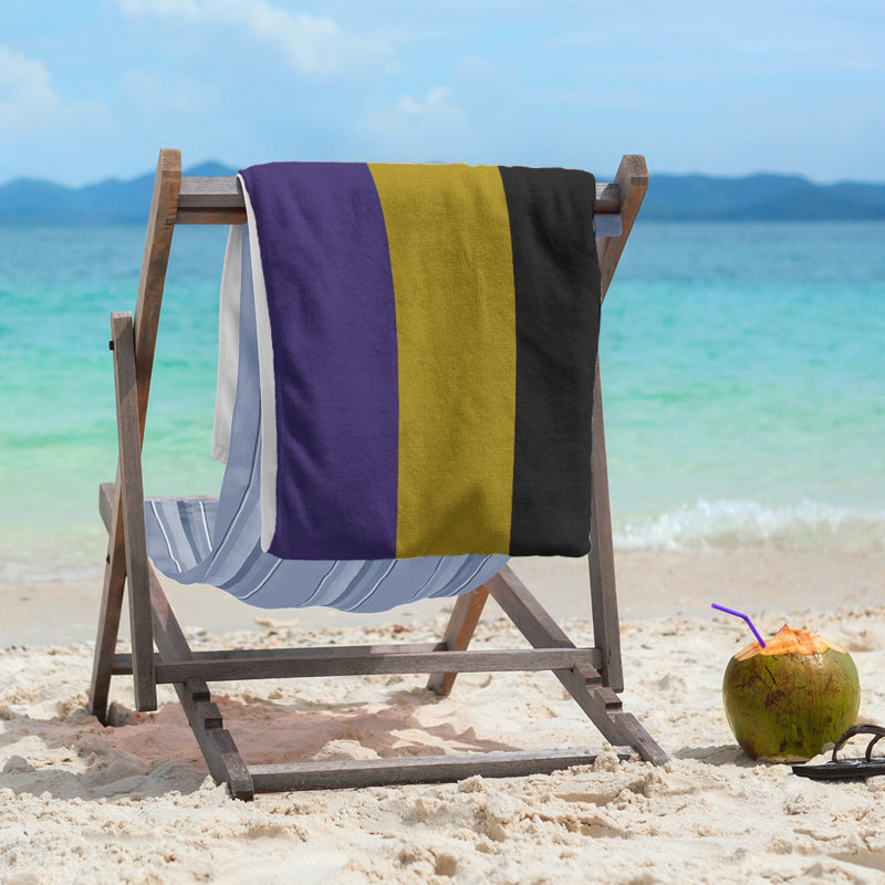 Beach Towel, Black/Gold/Purple