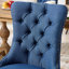 Chaises de salle à manger de style américain moderne, coussin en lin, 2 chaises bleues avec structure triple élastique, structure en bois massif-360887596