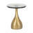 Modern Sculptural Pedestal End Table with Sleek Round Black Glass Top, Elegant Contemporary Side Table for Living Room, Bedroom, or Entryway Décor - 23"