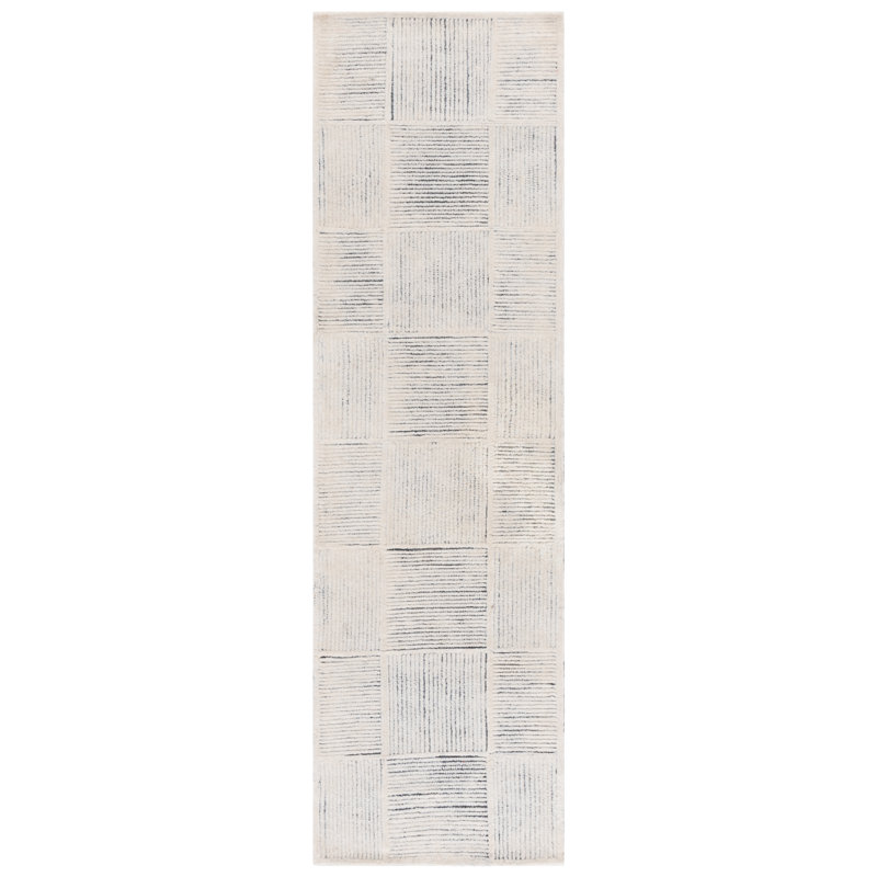 Tapis géométrique en laine touffeté à la main Metro 482, Tapis de couloir 2 pi 3 po x 8 pi