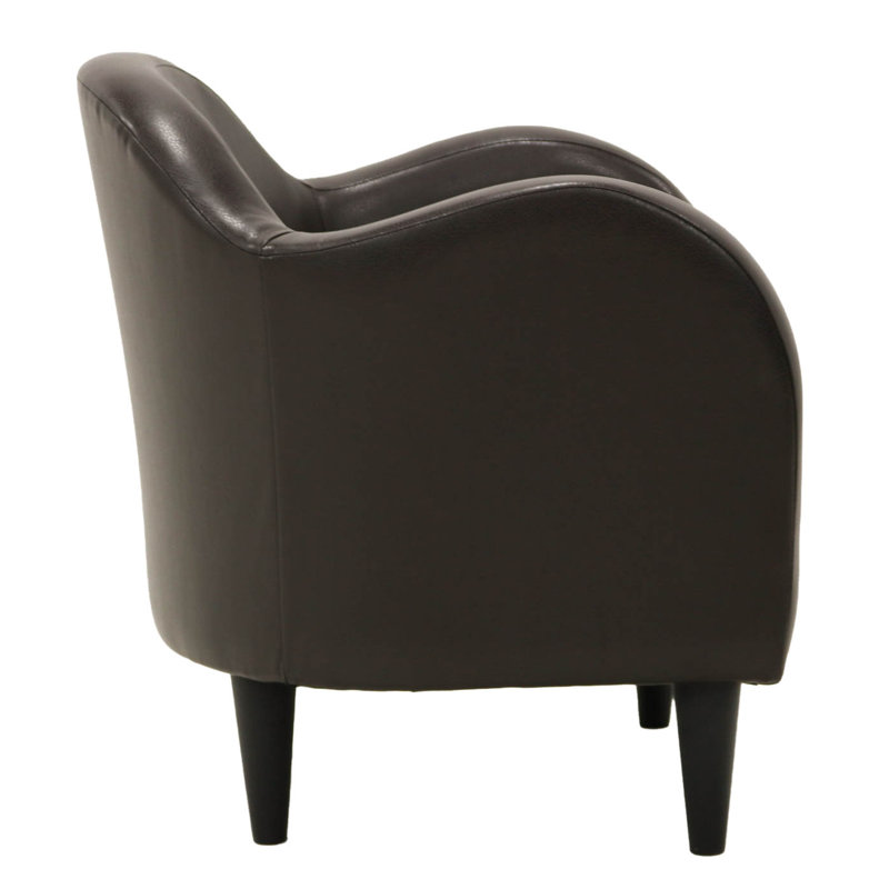 Fauteuil demi-tonneau l 30,5 po Tangier, Similicuir brun