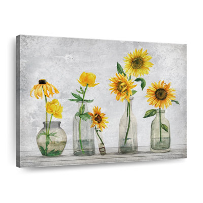 " Sunflowers In Vase Canvas Print " by Julie P